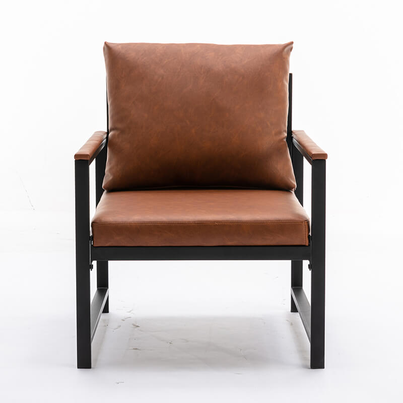 an accent leather chair in a white backround (front view)