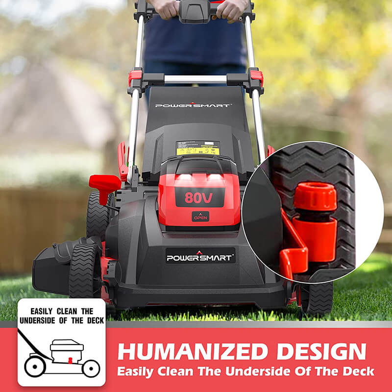 3-in-1 PowerSmart Black and Red Self-Propelled Lawn Mower with 6.0Ah Battery and Charger