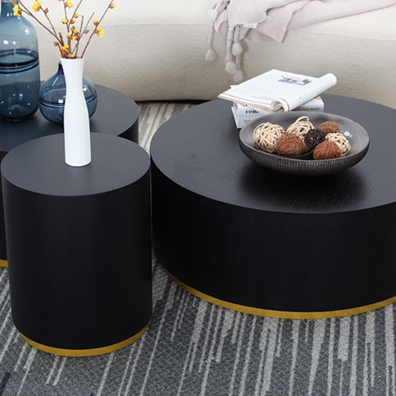 35.1 Black Round MDF Coffee Side Table