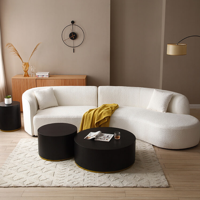 35.1 Black Round MDF Coffee Side Table