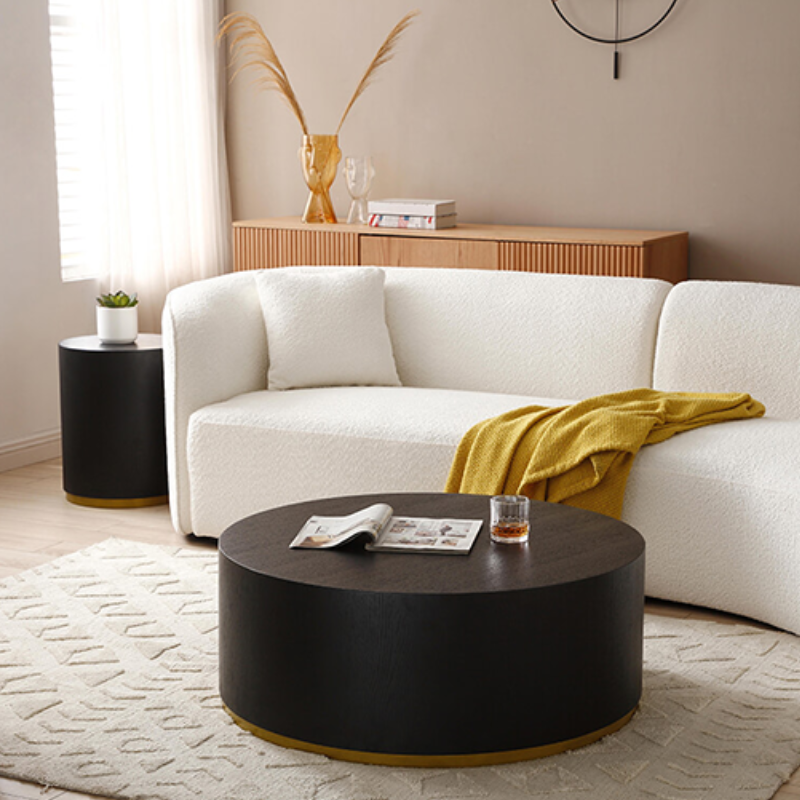 35.1 Black Round MDF Coffee Side Table