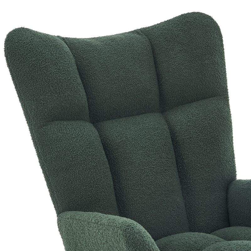 37.7" Modern Emerald Nursery Rocking Chair with Teddy Fabric