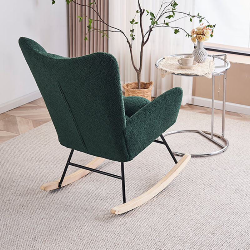 37.7" Modern Emerald Nursery Rocking Chair with Teddy Fabric