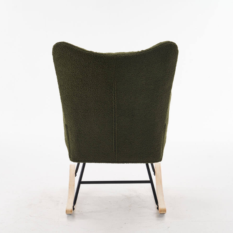 37.7" Modern Green Nursery Rocking Chair with Teddy Fabric