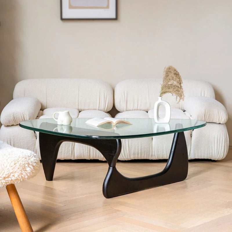 Wood Glass Coffee table in black complementing a modern living room