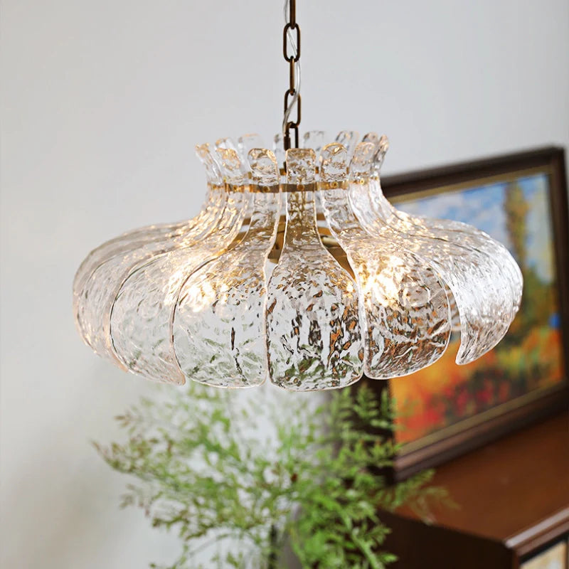 Island pendant light in a decorated living space