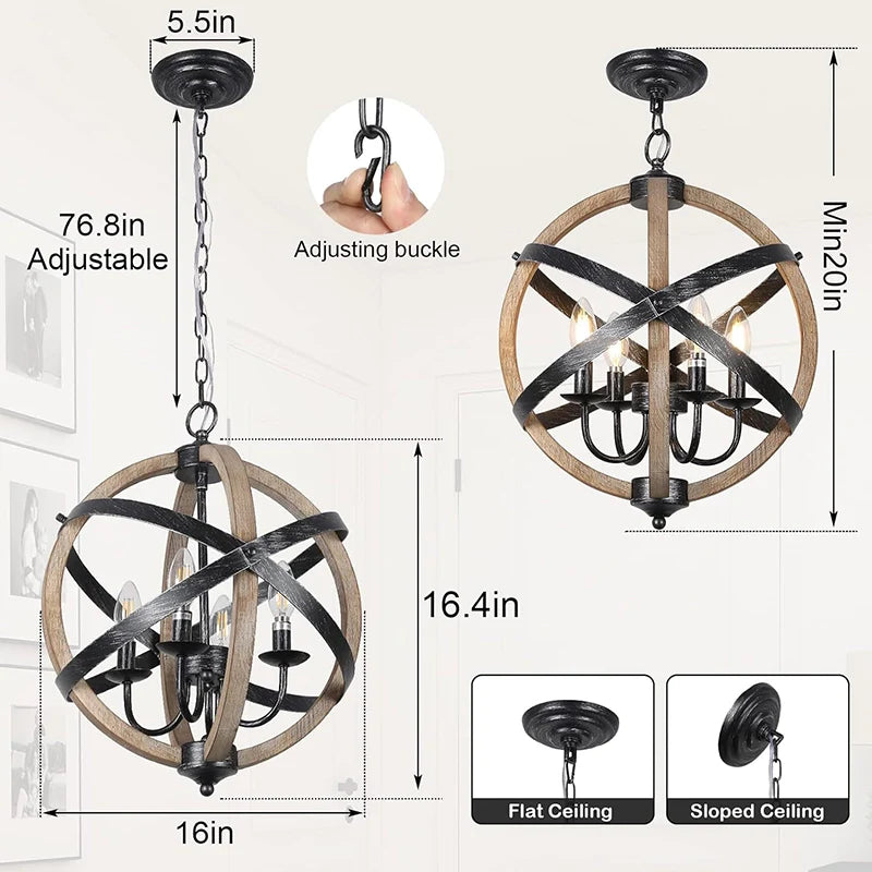 dimensions of a farmhouse dining chandelier