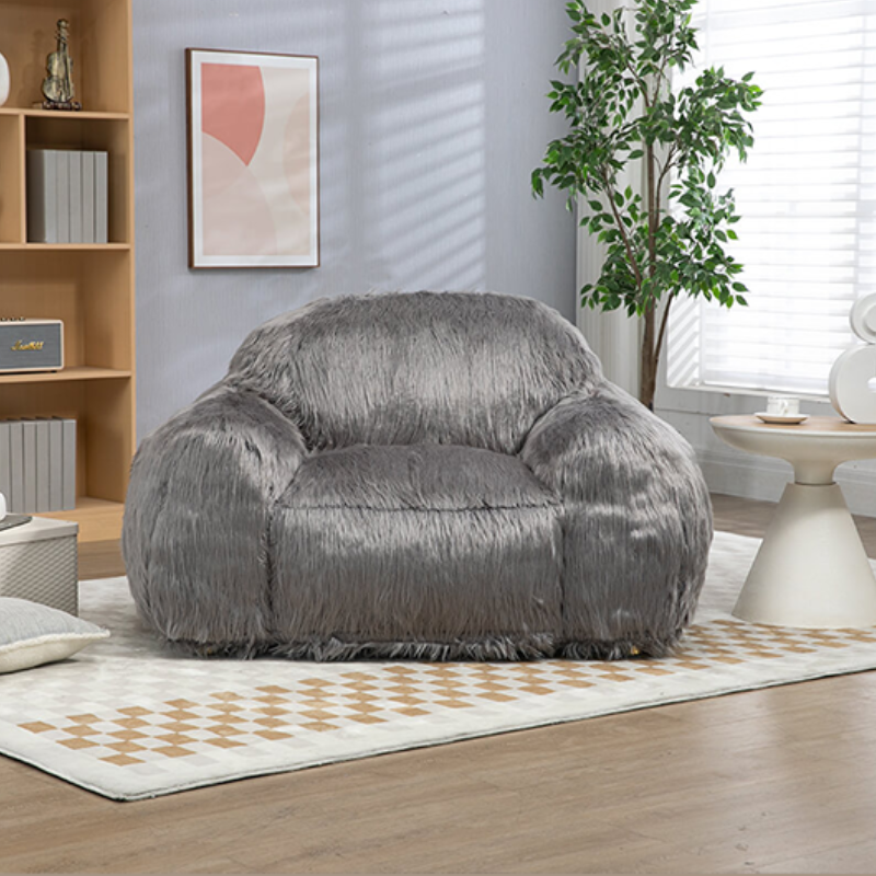 40" Grey Bedding Bean Bag Sofa Chair with Padded Foam & Footrest