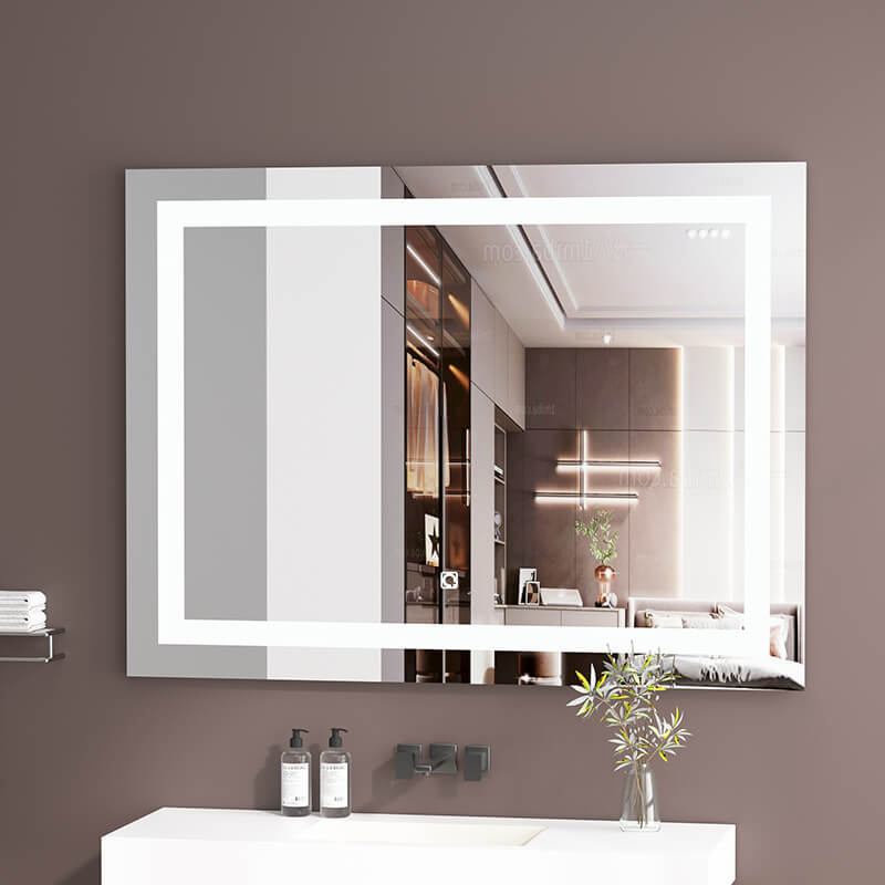 40" x 32" Natural Glass LED Lighted Vanity Mirror with Defogger