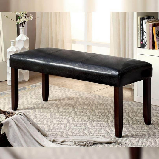 48" Dark Cherry And Espresso Padded Leatherette Bench