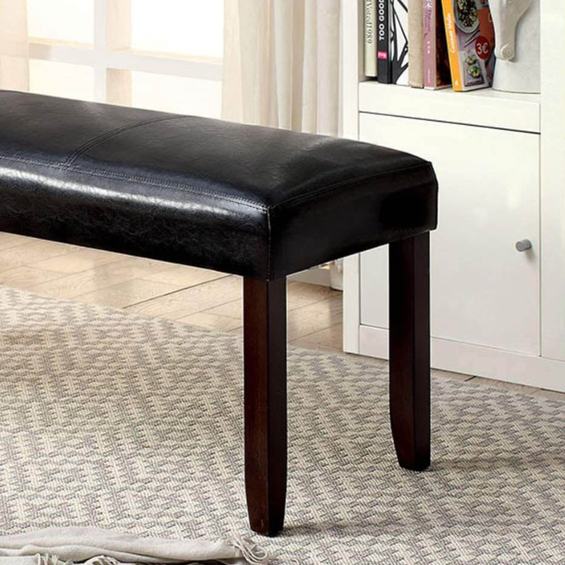 48" Dark Cherry And Espresso Padded Leatherette Bench