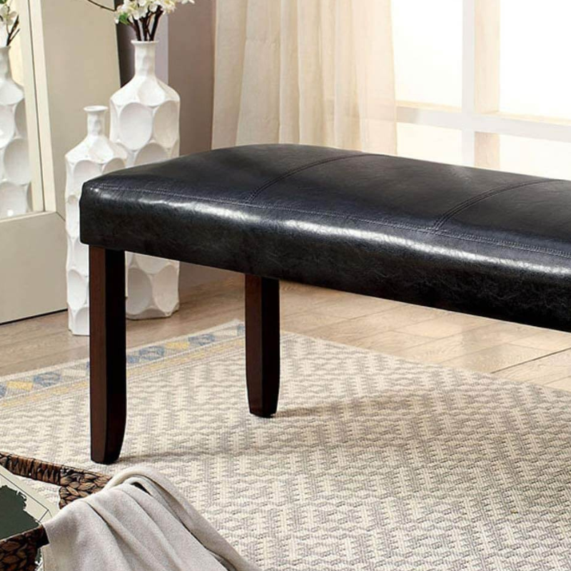 48" Dark Cherry And Espresso Padded Leatherette Bench