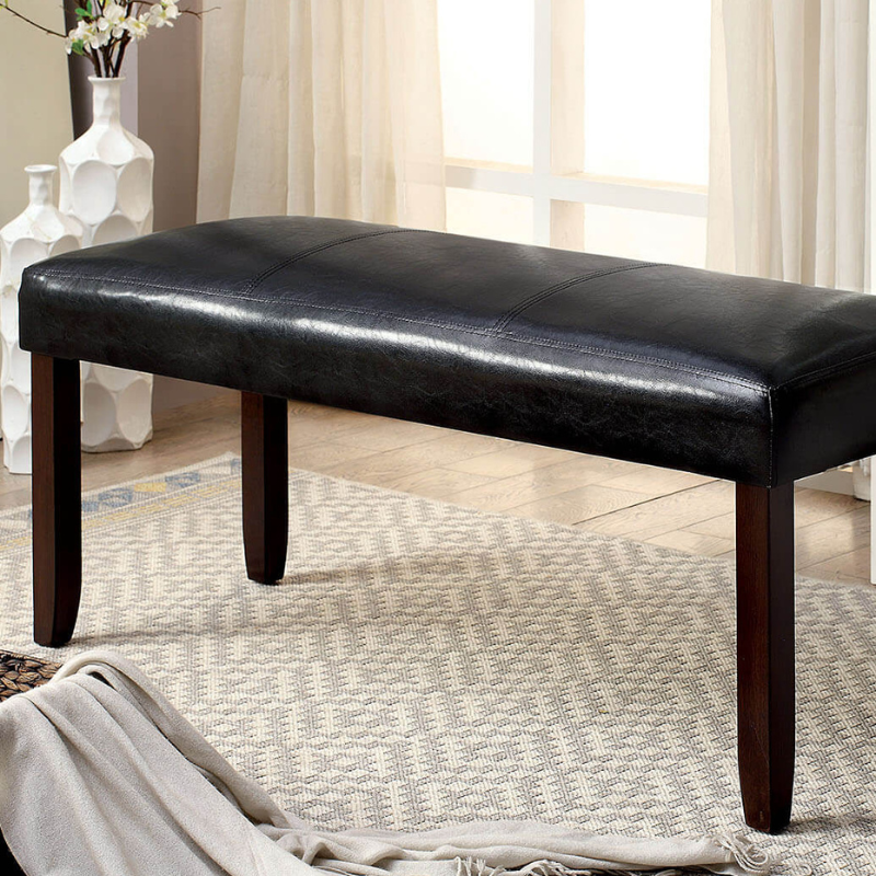 48" Dark Cherry And Espresso Padded Leatherette Bench