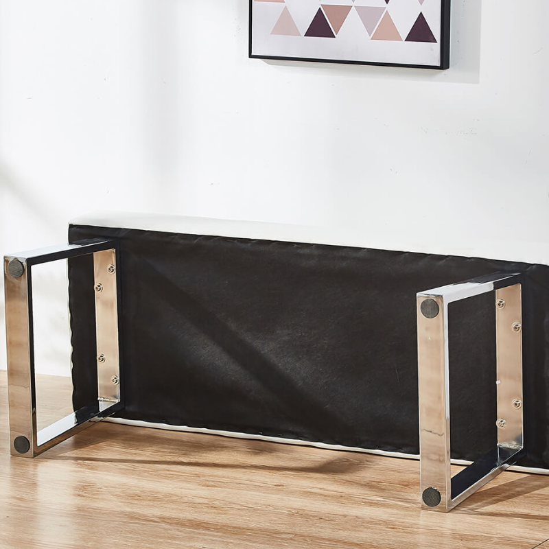 48" Modern Black Faux Leather Dining Bench