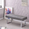 48" Modern Gray Faux Leather Dining Bench with Steel Base