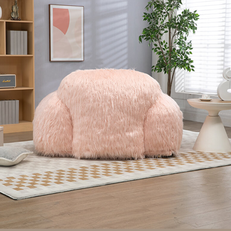 53" Modern Pink Bean Bag Sofa Chair - High Density Foam Filled Chair