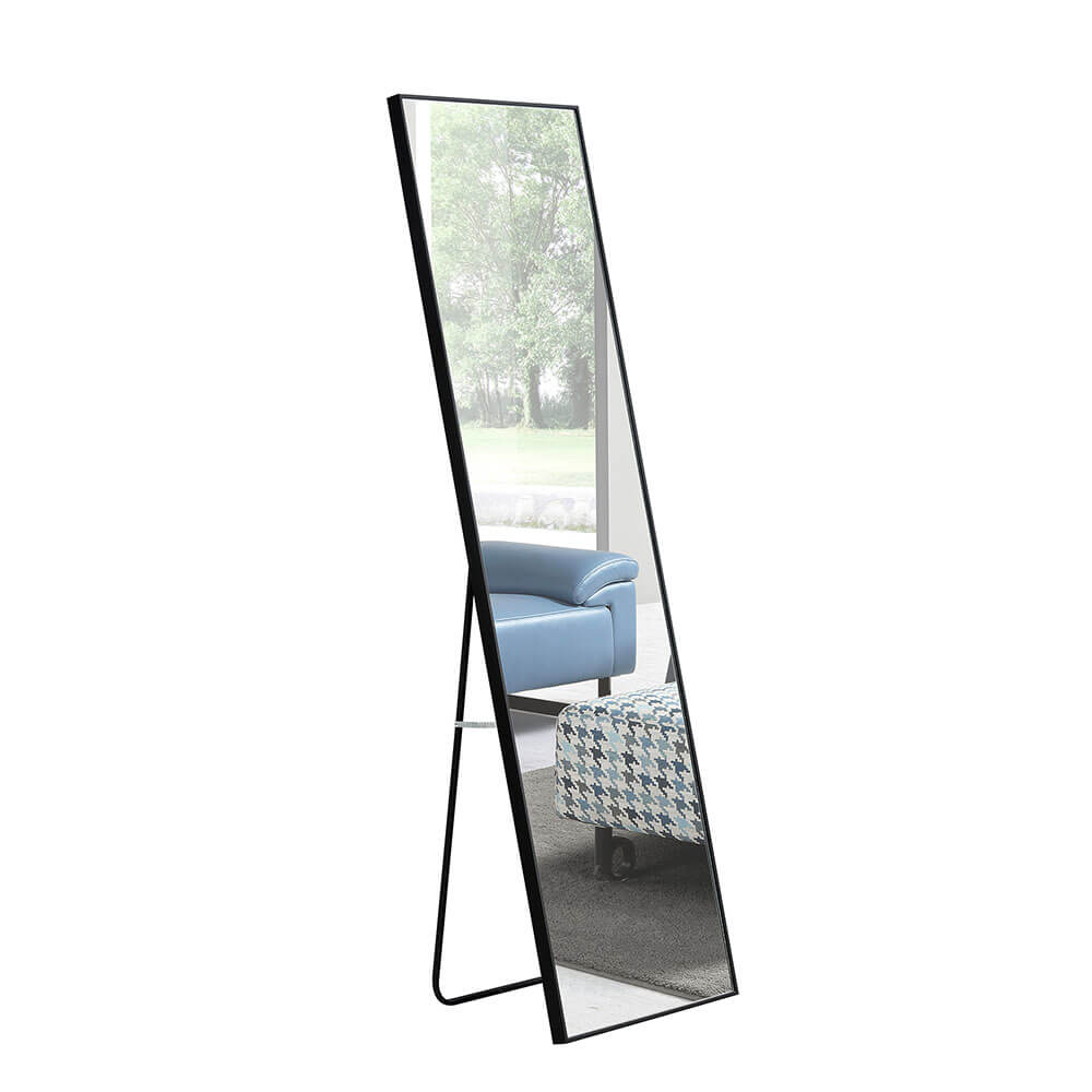  58"L Third Generation Black Solid Wood Frame Large Full-length Decorative Floor Mirror