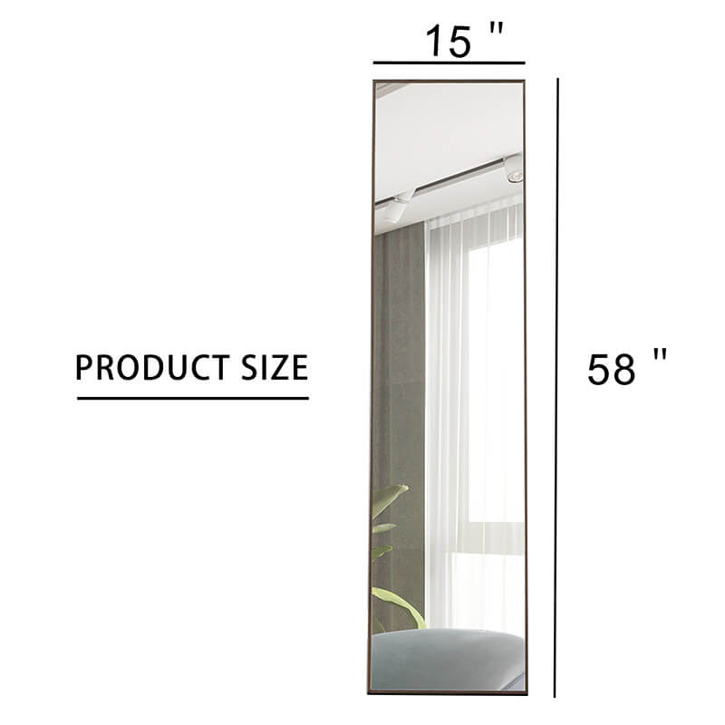 A dimension Image of the 58" Third generation Rectangle Freestanding and Wall-Mount Floor Mirror with Grey Solid Wood Frame