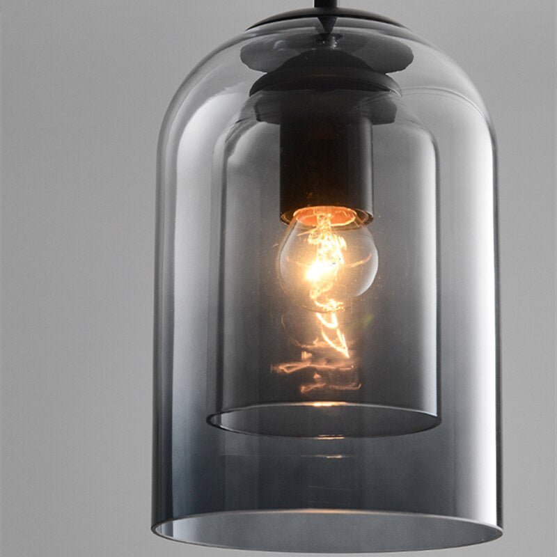 a close-up view of a kitchen pendant light