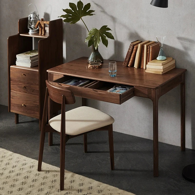 wooden desk with two spacious drawers to store your accessories