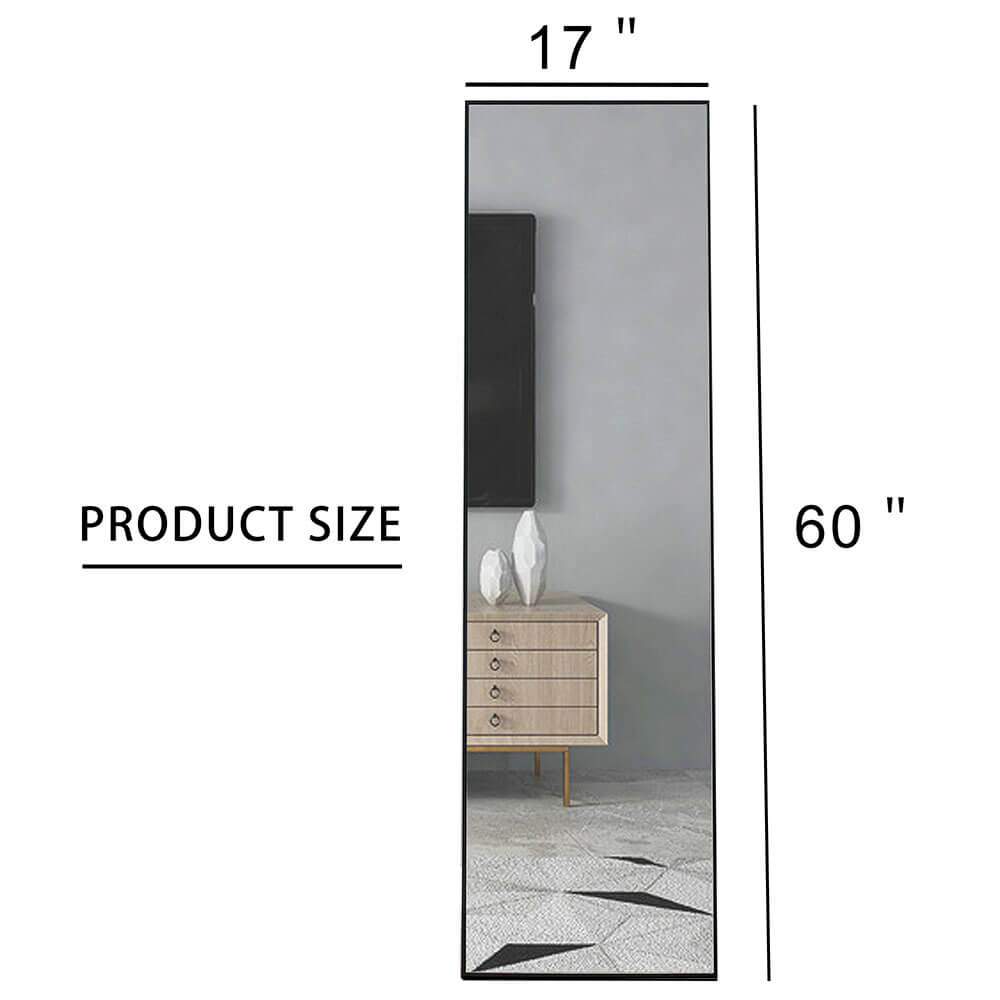 A dimension Image of the 60"L Black Solid Wood Frame Large Full-length Freestanding Floor Mirror