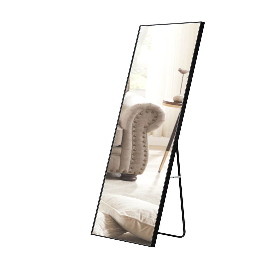 60"L Black Solid Wood Frame Large Full-length Freestanding Floor Mirror