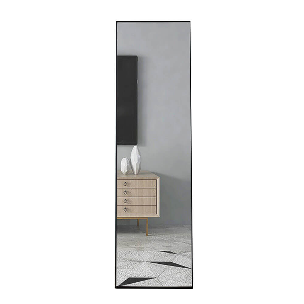 60"L Black Solid Wood Frame Large Full-length Freestanding Floor Mirror