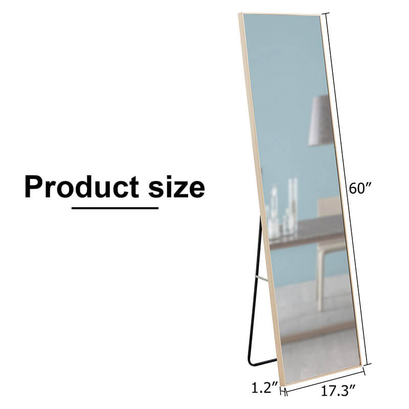 A dimension Image of the 60" Third Generation Light Oak Solid Wood Frame Large Full-length Decorative Floor Mirror