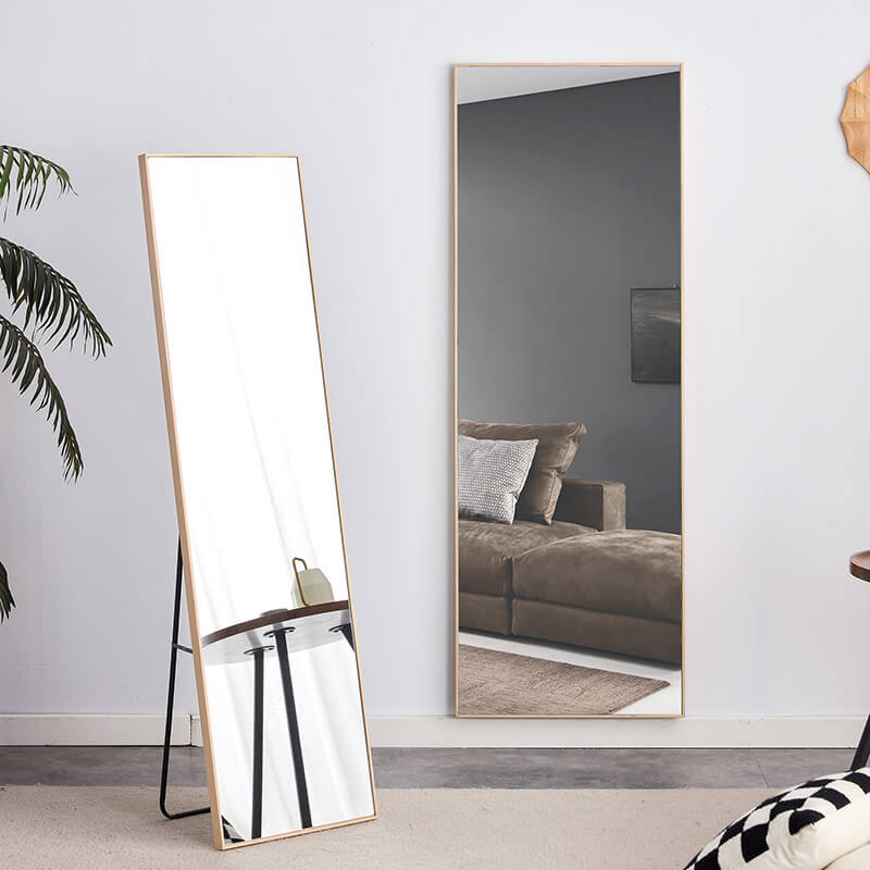 60" Third Generation Light Oak Solid Wood Frame Large Full-length Decorative Floor Mirror