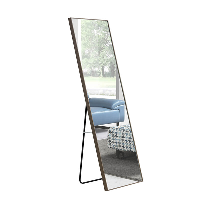 60" Third generation Rectangle Freestanding and Wall-Mount Floor Mirror with Grey Solid Wood Frame