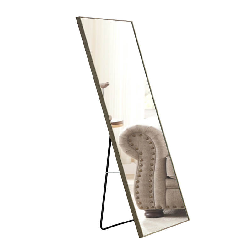 60" Third generation Rectangle Freestanding and Wall-Mount Floor Mirror with Grey Solid Wood Frame