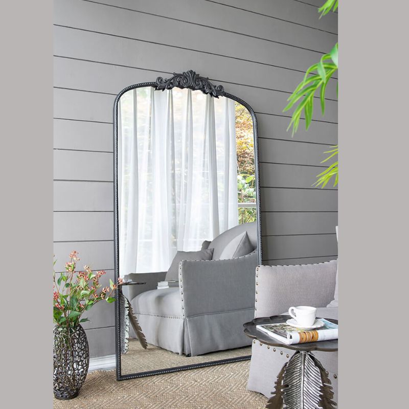 60" x 36" Black Arched Rectangular Frame Full Length Floor Mirror