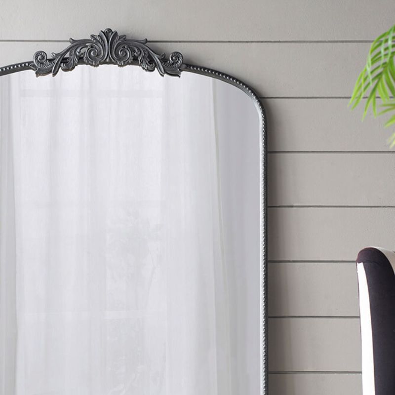 60" x 36" Black Arched Rectangular Frame Full Length Floor Mirror