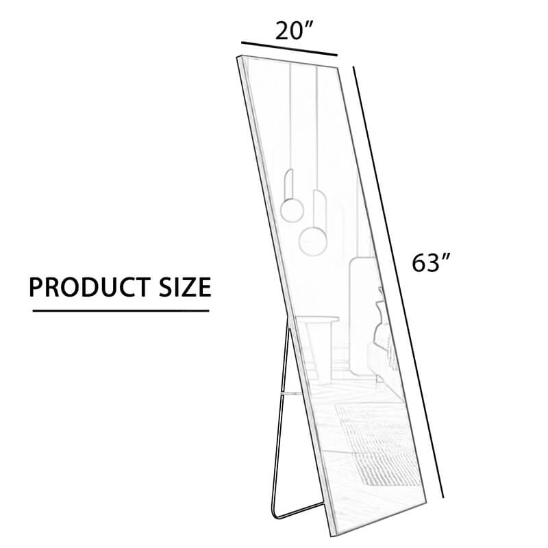 A dimension Image of the 63" Decorative Freestanding and Wall-Mount Full-Length Mirror 