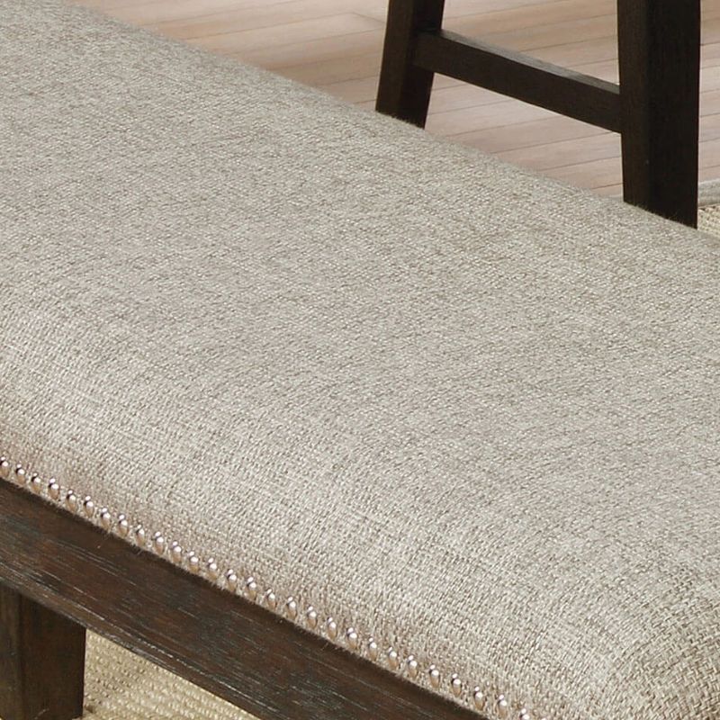 63" Espresso Warm Gray Nailhead Bench