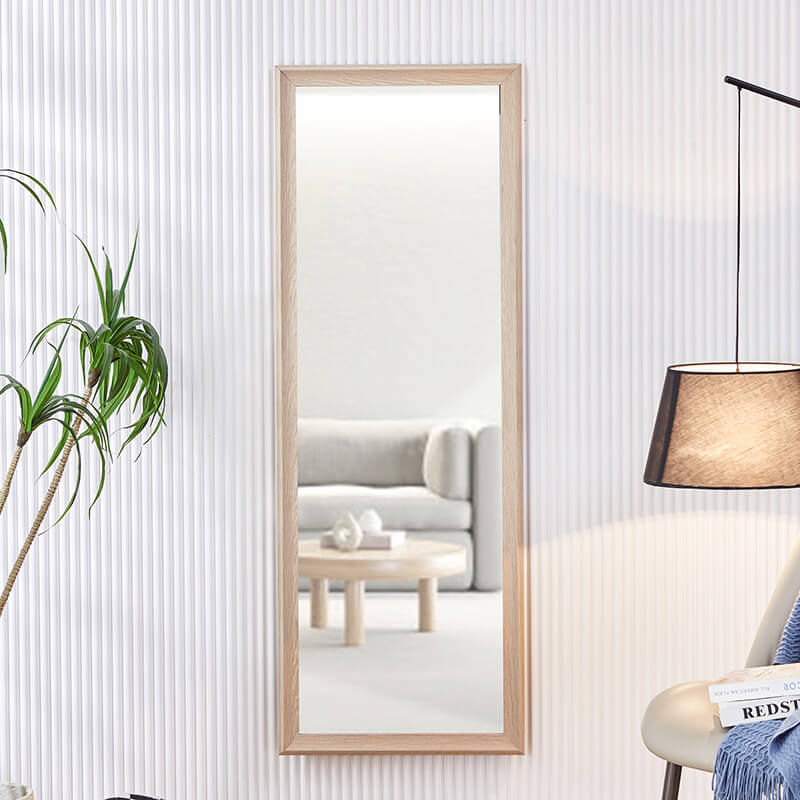 65"L x 22.8W Third Generation Light Oak Solid Wood Frame Large Full-length Decorative Floor Mirror