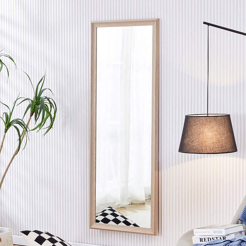 65"L x 22.8W Third Generation Light Oak Solid Wood Frame Large Full-length Decorative Floor Mirror