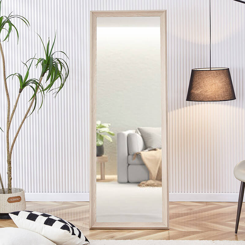 65"L x 22.8W Third Generation Light Oak Solid Wood Frame Large Full-length Decorative Floor Mirror