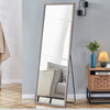 65" Rectangle Gray Wood Grain Thickened Frame Full-Length Floor Mirror