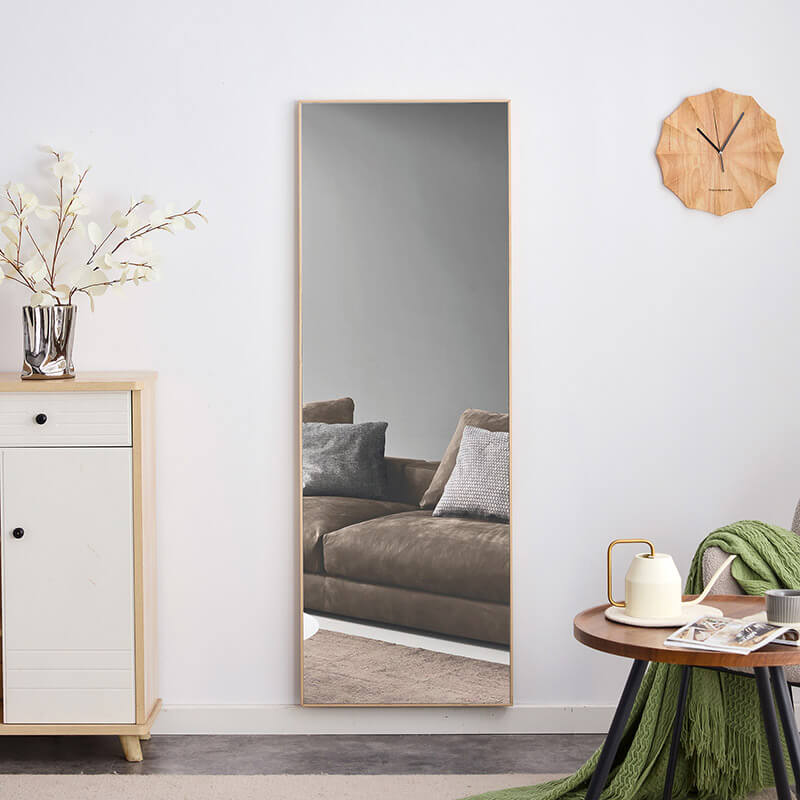 65" Third Generation Light Oak Solid Wood Frame Large Full-length Decorative Floor Mirror