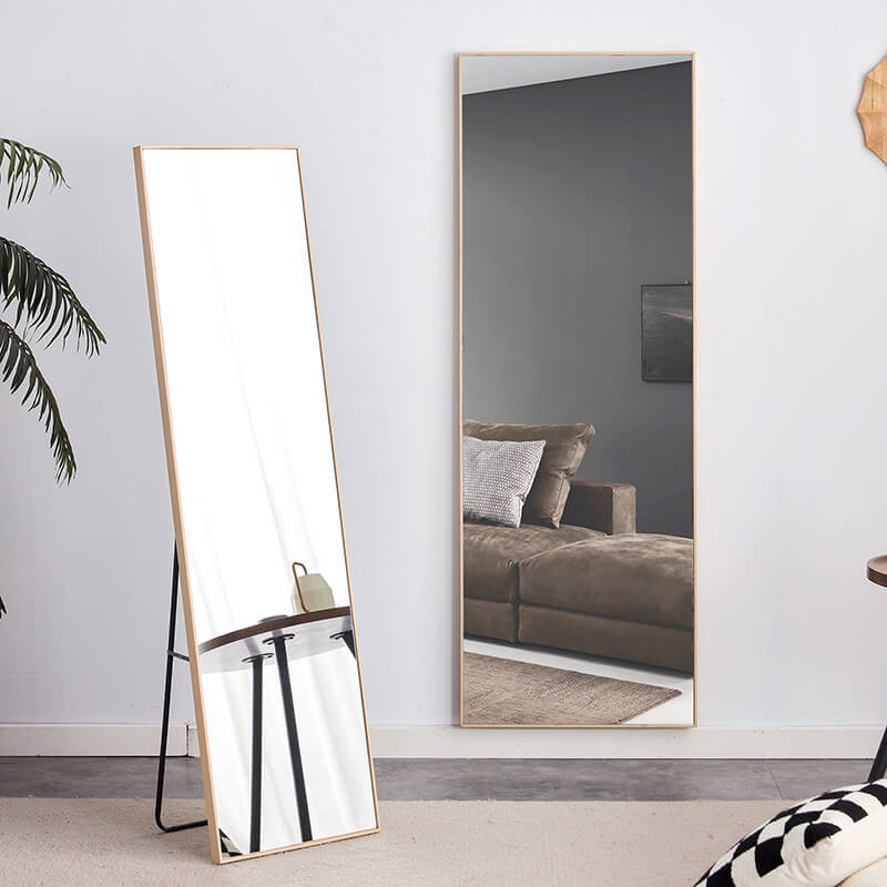 65" Third Generation Light Oak Solid Wood Frame Large Full-length Decorative Floor Mirror