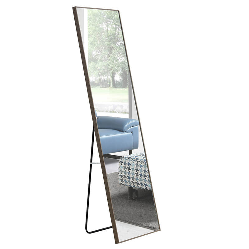 65" Third generation Rectangle Freestanding and Wall-Mount Floor Mirror with Grey Solid Wood Frame