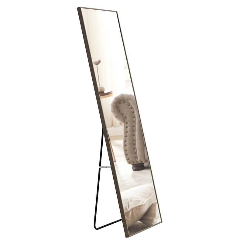 65" Third generation Rectangle Freestanding and Wall-Mount Floor Mirror with Grey Solid Wood Frame