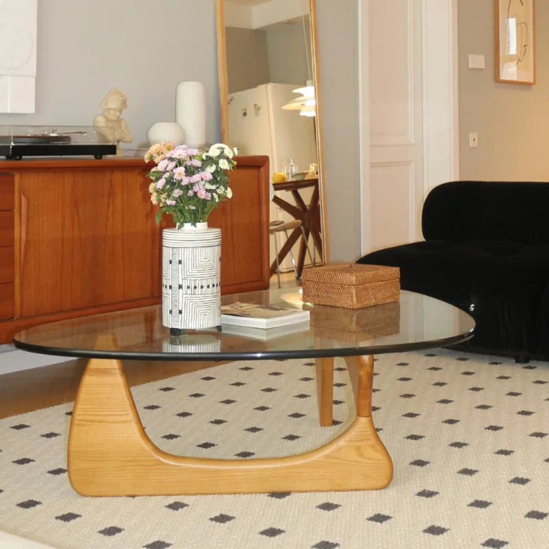 Wood Glass Coffee table in Natural complementing a modern living room 