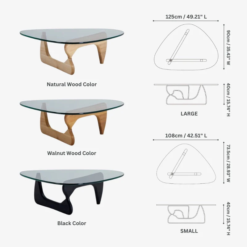 Dimension of Wood and Glass Coffee Table 