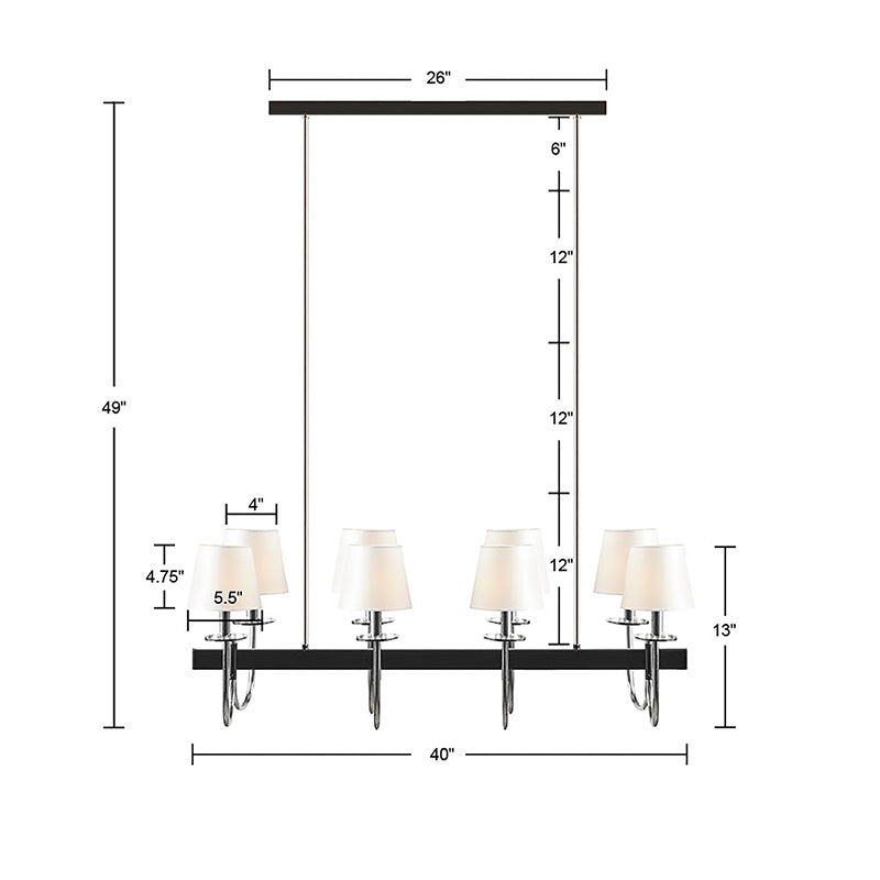 Dimension of black dining chandelier