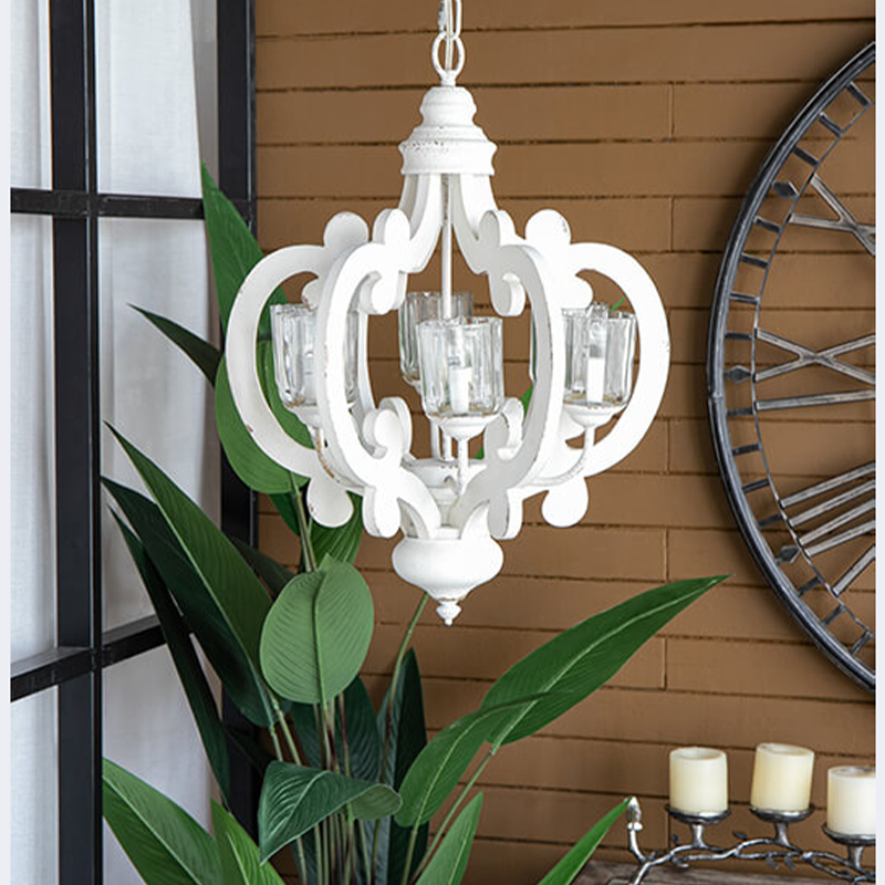 20.5" Cream 6-Light Farmhouse Pendant Light