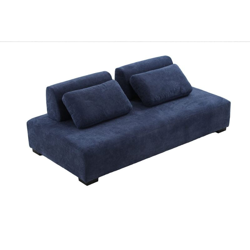 85 Minimalist Modular Blue 3-seater Sofa with Non-slip Back Cushions