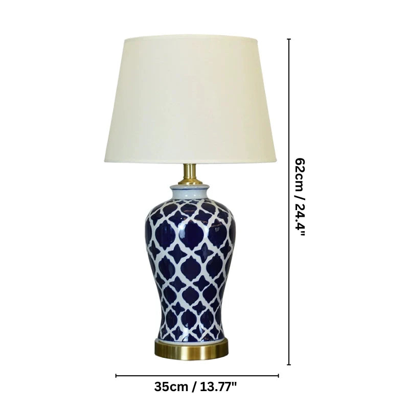 the dimensions of a ceramic table lamp