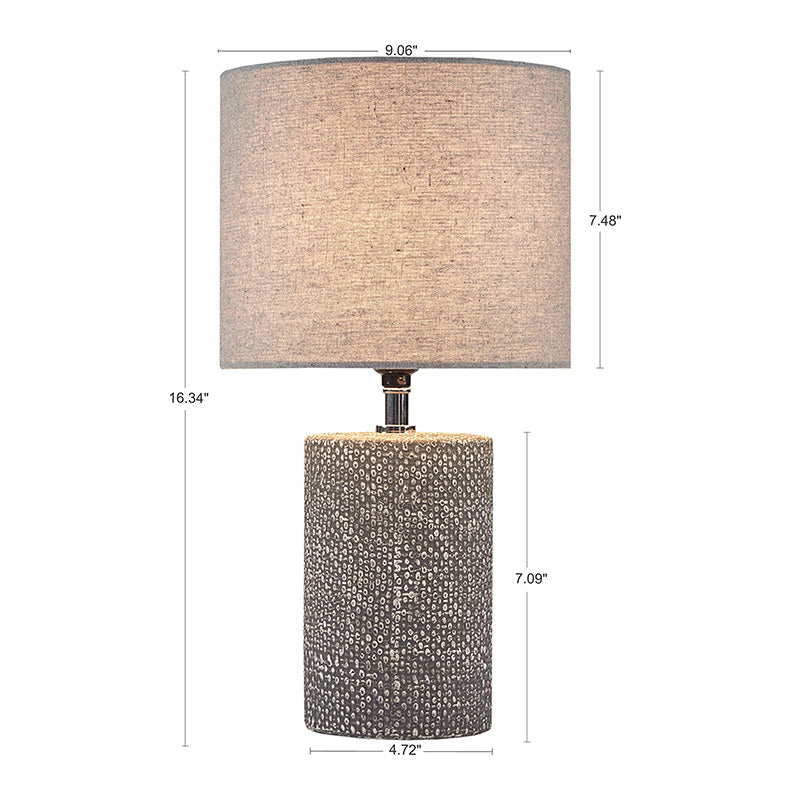 Dimension image of the ceramic table lamp with embossed base